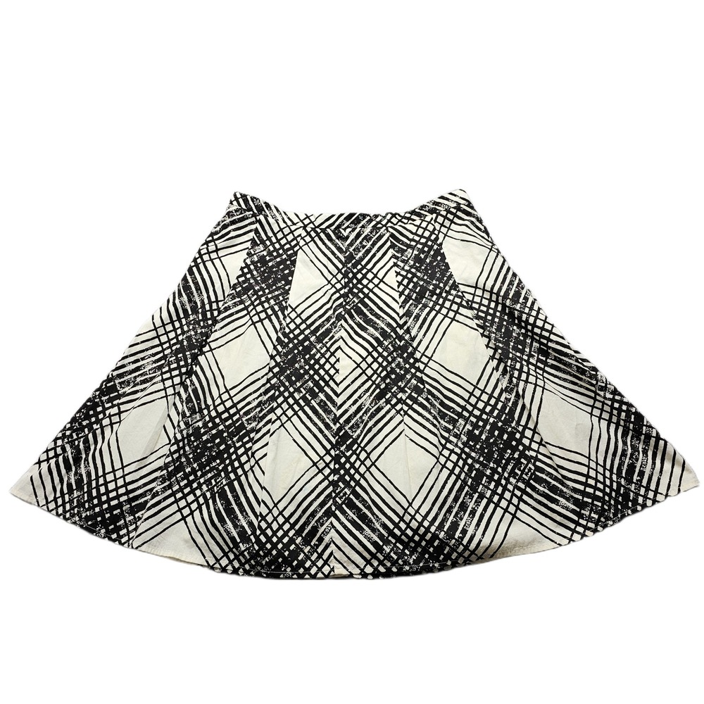 Talbots A-Line Skirt Womens Size 14 Black White Abstract Grid Lined Back Zip